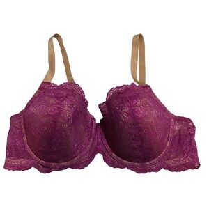 Thirdlove 24/7 Memory Foam Lace Balconette Bra 38C Purple Pink